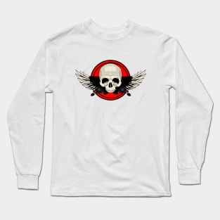 Wing Skull - RED Long Sleeve T-Shirt